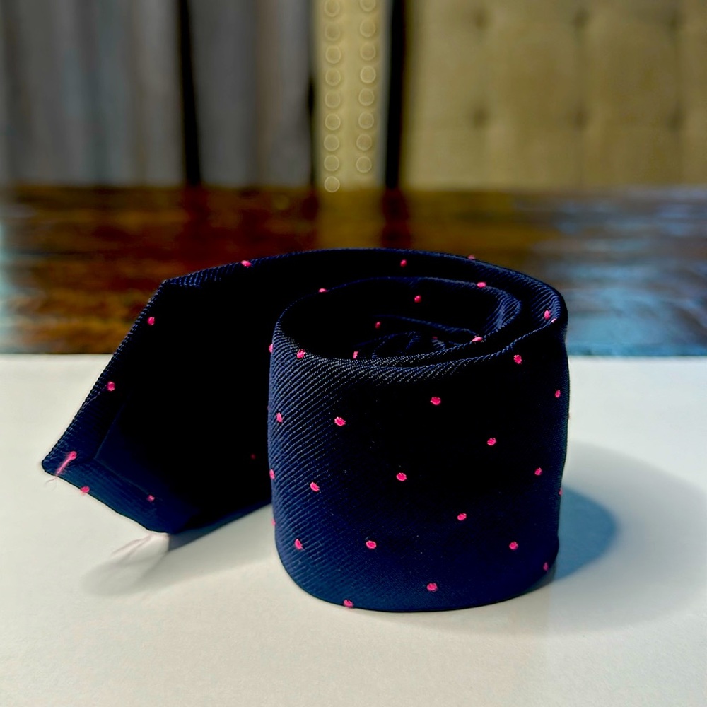 J Crew Navy/Pink Polka Dot neck tie